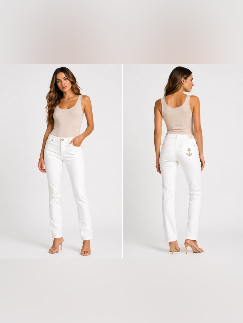 Evan Yurman x 7 For All Mankind White Jeans Gold Button 28